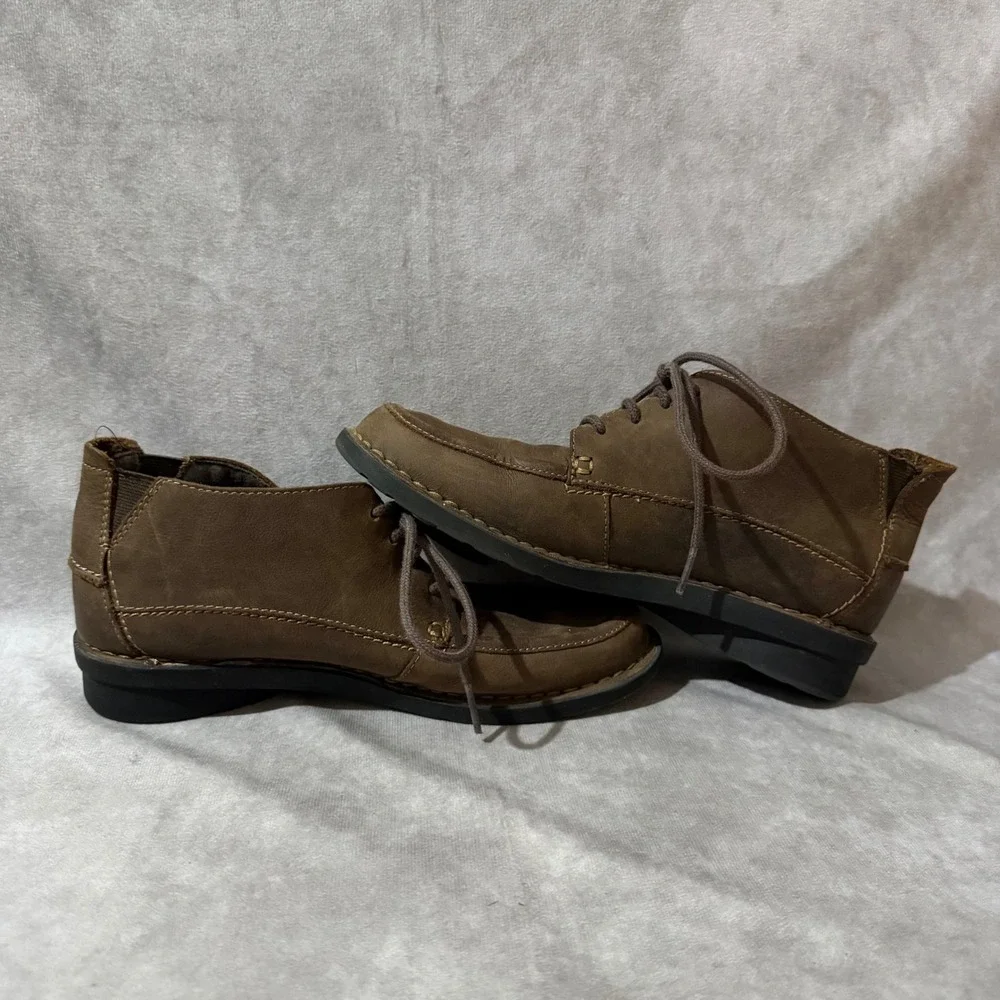 Clarks Chukka Boots Womens 6W Brown Good Leather Moc Toe Lace Up 260630044060